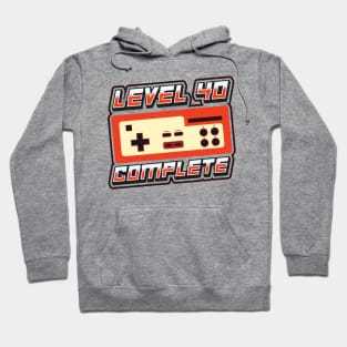 'Level 40 Complete' Funny Video Gamer Gift Hoodie